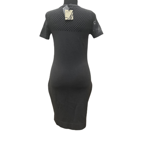Milly New York CINDE Gray Knit Short Sleeve Mesh Bodice Sheath Dress Size S - Picture 4 of 11